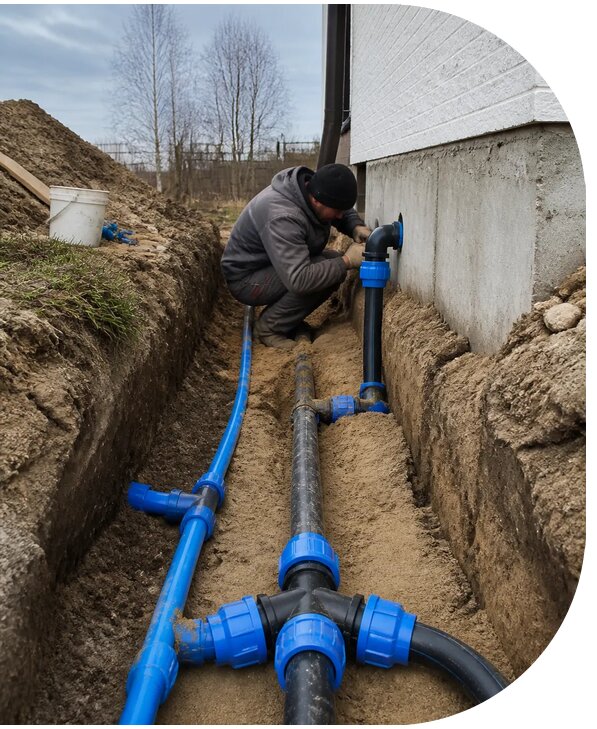 Монтаж наружного водопровода на участке под ключ в Видном